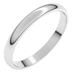 10K White Gold 2.5 mm Lightweight Half Round Band Size 8.5