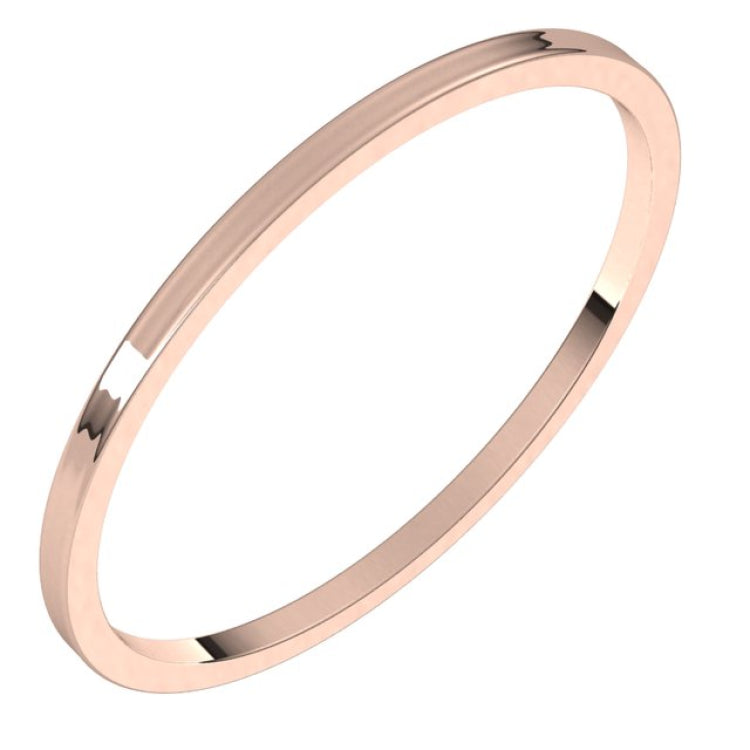 14K Rose Gold 1 mm Ultra-Lightweight Flat Band Size 9