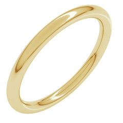 14K Yellow Gold 2 mm Comfort-Fit Full Round Band Size 10