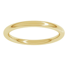 14K Yellow Gold 2 mm Comfort-Fit Full Round Band Size 6.5