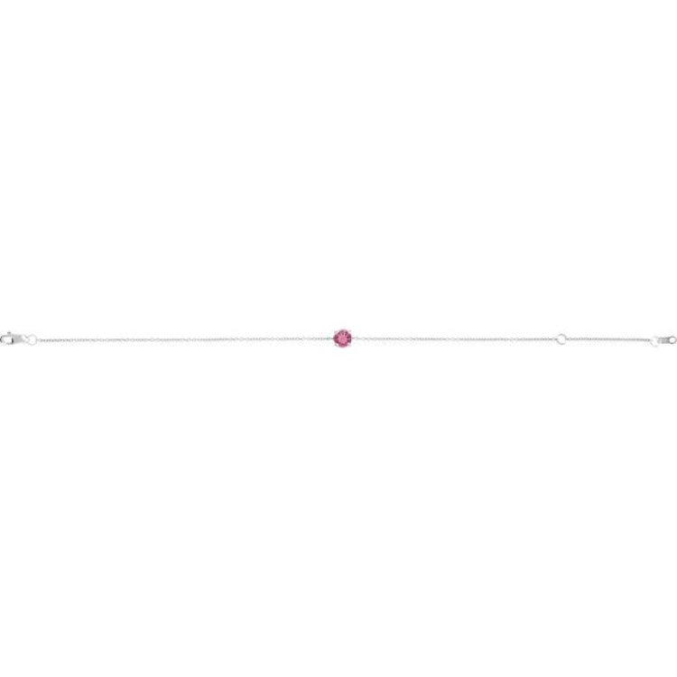 14K White Gold Natural Pink Tourmaline  6 1/2-7-1/2" Bracelet