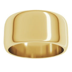 14K Yellow Gold 10 mm Half Round Band Size 11