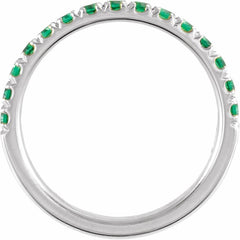 14K White Gold Lab-Grown Emerald Stackable Ring