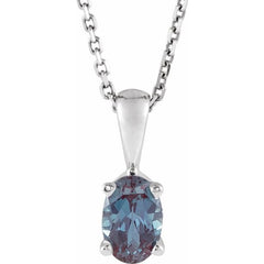 Sterling Silver Lab-Grown Alexandrite 16-18" Necklace