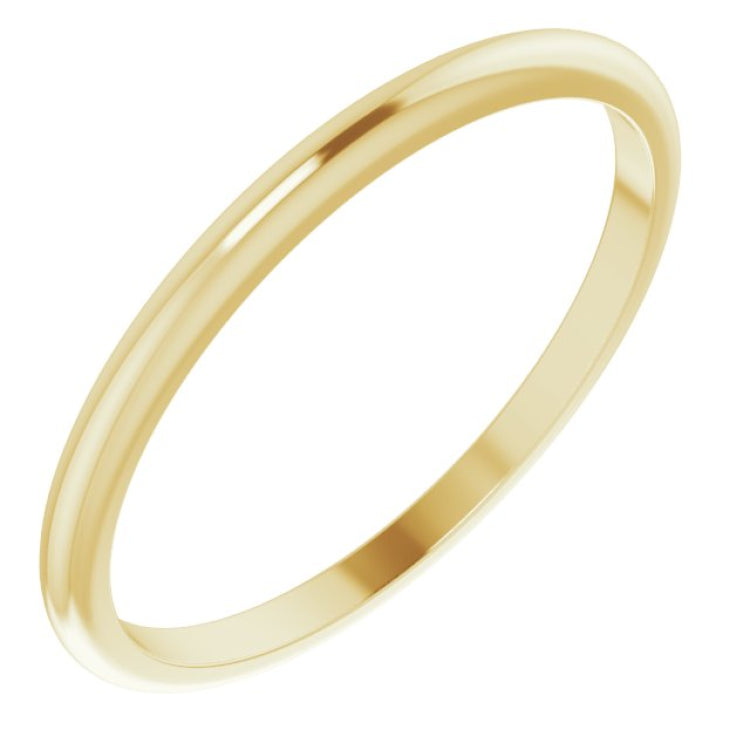 18K Yellow Gold 1.5 mm Half Round Band Size 5