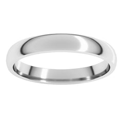 10K White Gold 3 mm Lightweight Comfort-Fit Half Round Band Size 4.5