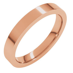 18K Rose Gold 3 mm Comfort-Fit Flat Band Size 5