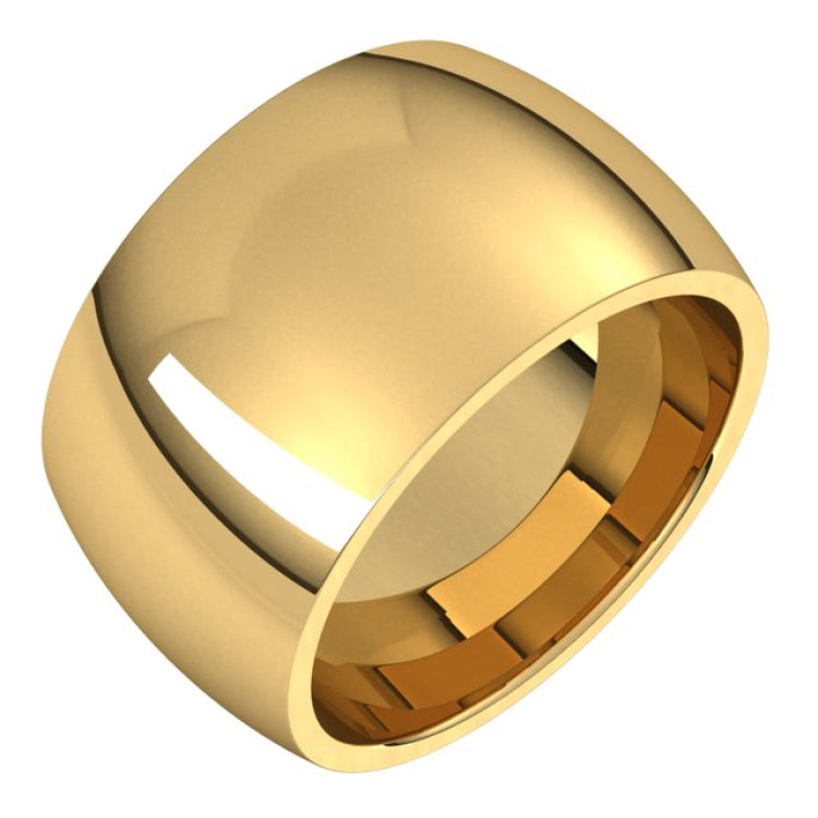 10K Yellow Gold 12 mm Comfort-Fit Half Round Band Size 13.5