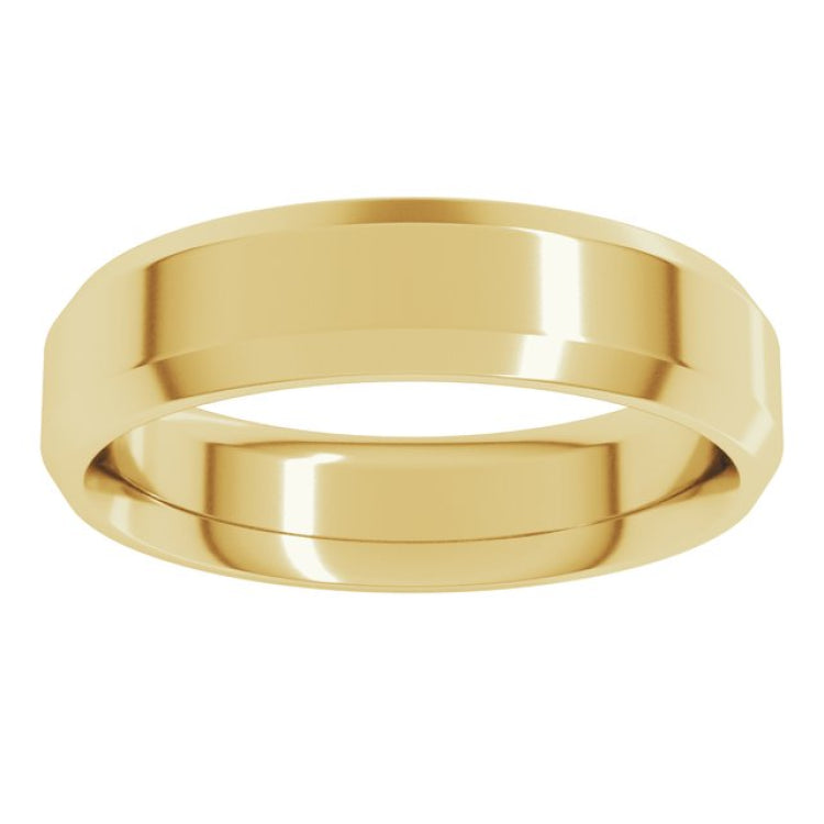 18K Yellow Gold 5 mm Beveled-Edge Comfort-Fit Flat Band Size 9