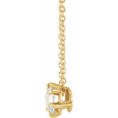 14K Yellow Gold 5/8 CT Lab-Grown Diamond Solitaire 16-18" Necklace