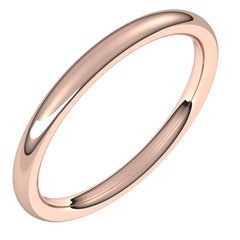 14K Rose Gold 2 mm Comfort-Fit European-Style Band Size 13