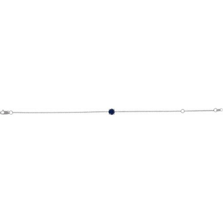 14K White Gold Lab-Grown Blue Sapphire  6 1/2-7-1/2" Bracelet