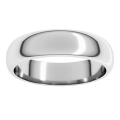 10K White Gold 5 mm Half Round Band Size 10.5