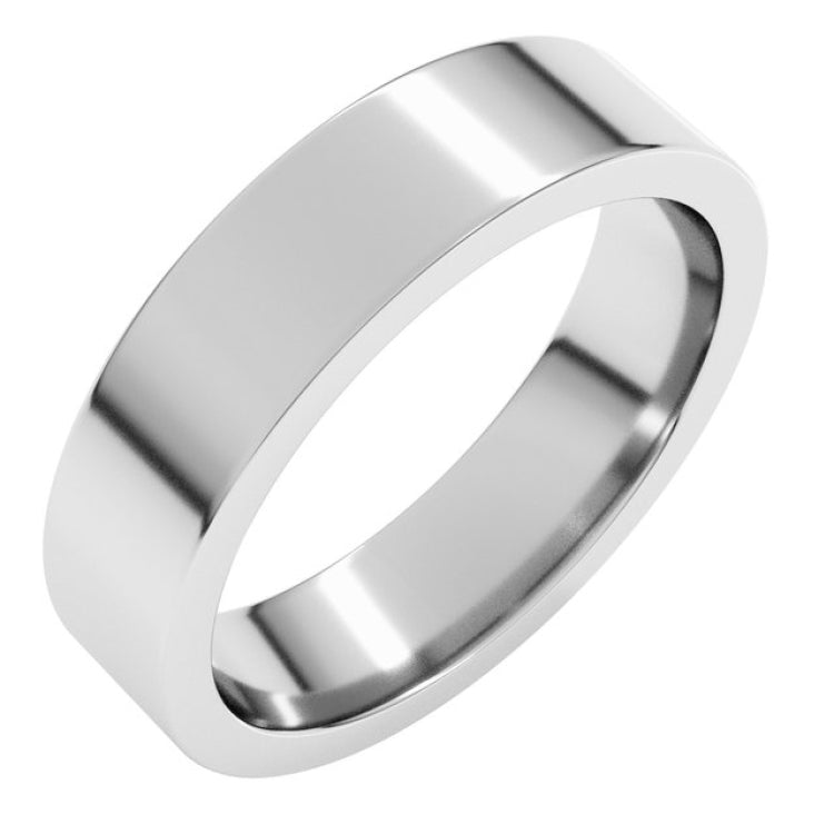 10K White Gold 5 mm Comfort-Fit Flat Band Size 11.5