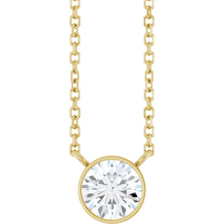 14K Yellow Gold 5/8 CT Lab-Grown Diamond 16-18" Necklace