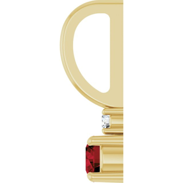 14K Yellow Gold Natural Mozambique Garnet & .02 CT Natural Diamond Charm/Pendant