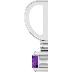 14K White Gold Natural Amethyst & .02 CT Natural Diamond Charm/Pendant