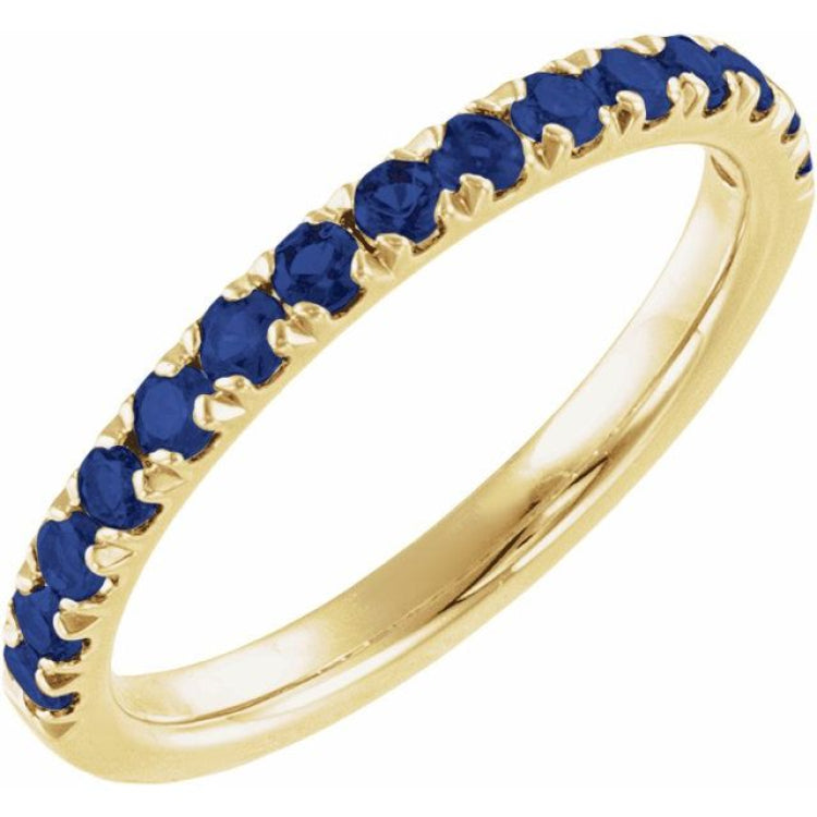 14K Yellow Gold Natural Blue Sapphire Stackable Ring