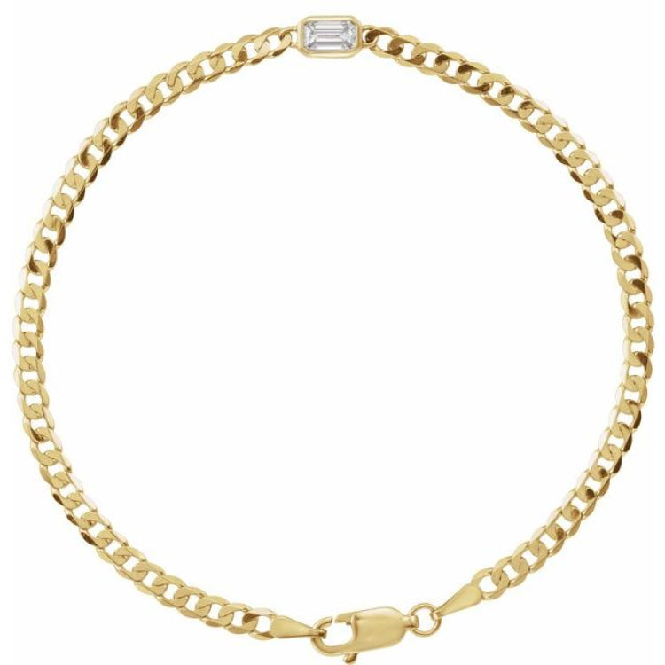 14K Yellow Gold Natural Diamond Link 7" Bracelet