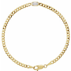 14K Yellow Gold Natural Diamond Link 7" Bracelet