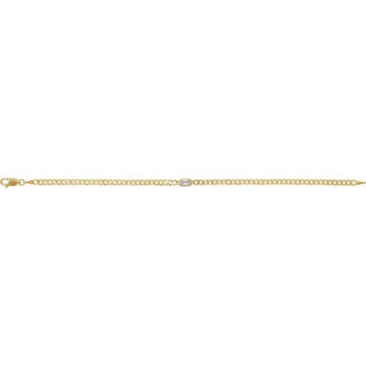 14K Yellow Gold Lab-Grown Diamond Link 7" Bracelet
