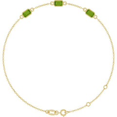 14K Yellow Gold Natural Peridot Bezel-Set 3-Stone 7 1/2" Bracelet