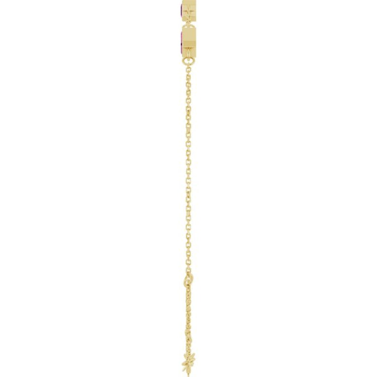 14K Yellow Gold Natural Pink Tourmaline Bezel-Set 3-Stone 7 1/2" Bracelet