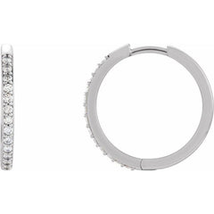 14K White Gold 1/8 CTW Lab-Grown Diamond Hinged 18 mm Hoop Earrings