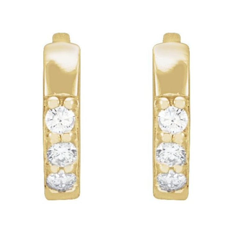 14K Yellow Gold .03 CTW Lab-Grown Diamond Hinged 8 mm Hoop Earrings