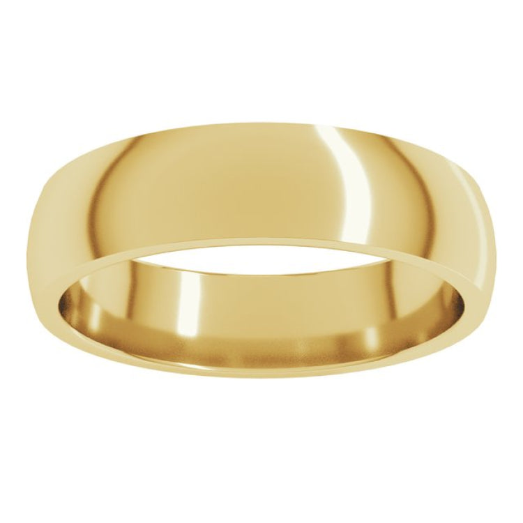 14K Yellow Gold 5 mm Lightweight Comfort-Fit Half Round Band Size 15