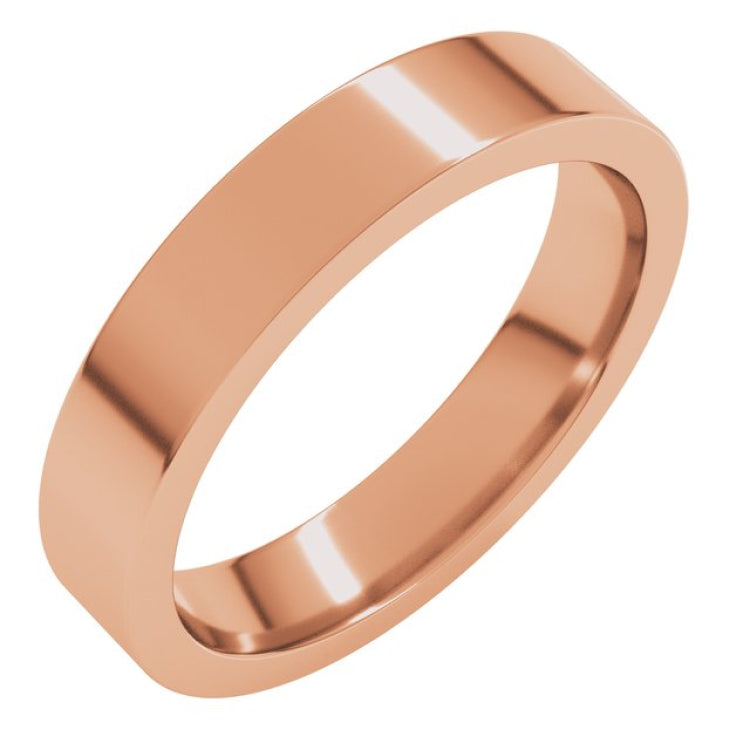 18K Rose Gold 4 mm Comfort-Fit Flat Band Size 8.5