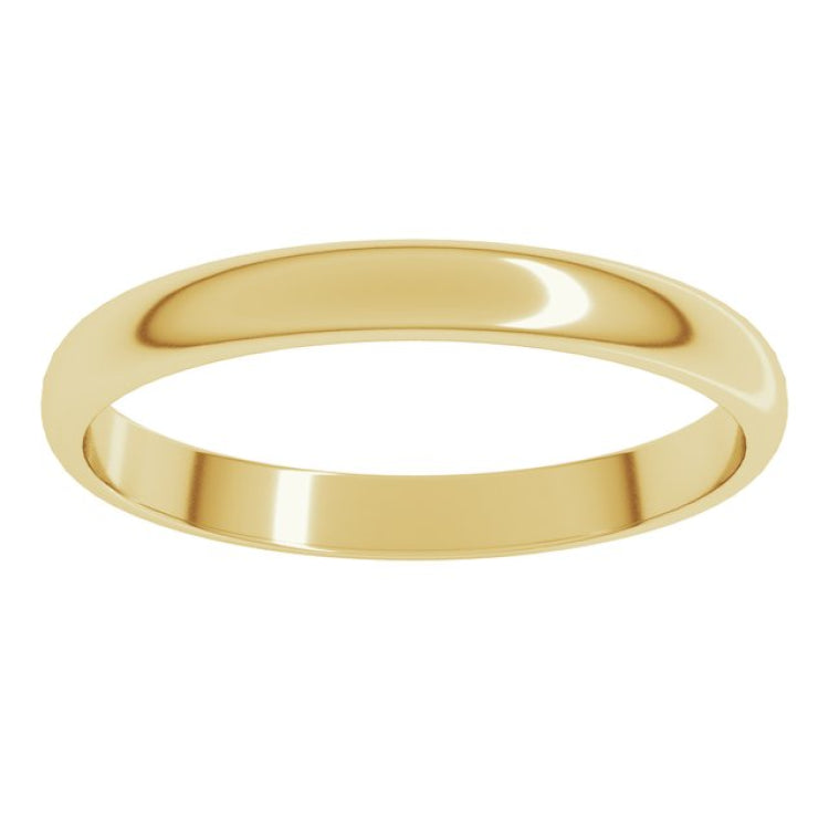 14K Yellow Gold 2.5 mm Lightweight Half Round Band Size 8