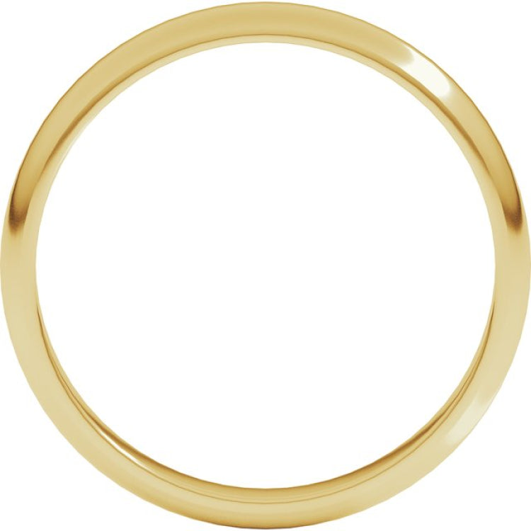 18K Yellow Gold 3 mm Half Round Band Size 6.5