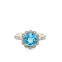 Blue Topaz and Diamond Ring