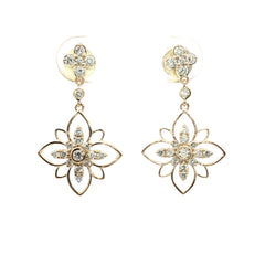Diamond Floral Dangle Earrings