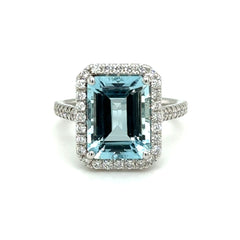 Aquamarine and Diamond Ring