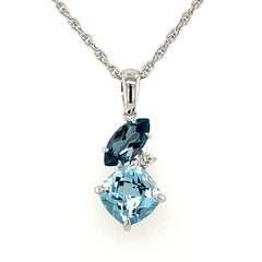 London and Swiss Blue Topaz Pendant