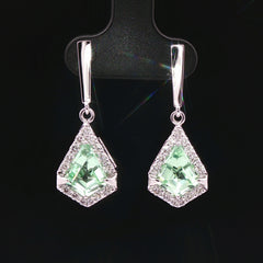 Light Green Tourmaline and Diamond Drop Earrings