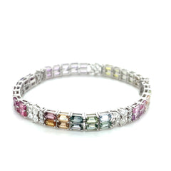 Rainbow Sapphire and Diamond Bracelet
