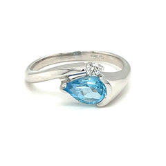 Blue Topaz and Diamond Ring