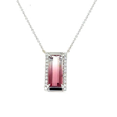 Bi-Color Tourmaline and Diamond Pendant