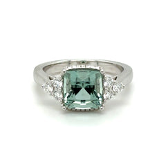 Green Beryl and Diamond Ring