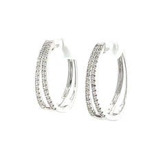 Sterling Silver and Diamond Split Hoops
