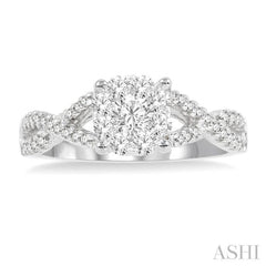 5/8 ctw Lovebright Round Cut Diamond Engagement Ring in 14K White Gold