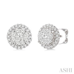 3/4 Ctw Lovebright Round Cut Diamond Earrings in 14K White Gold