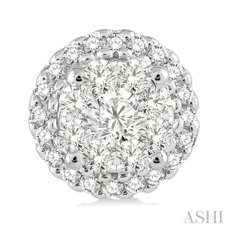 3/4 Ctw Lovebright Round Cut Diamond Earrings in 14K White Gold