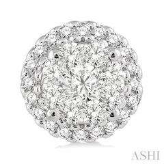 3/4 Ctw Lovebright Round Cut Diamond Earrings in 14K White Gold