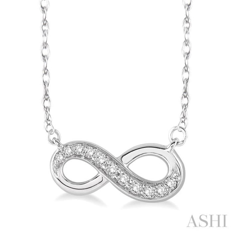 1/6 Ctw Round Cut Diamond Infinity Petite Pendant in 10K White Gold with Chain