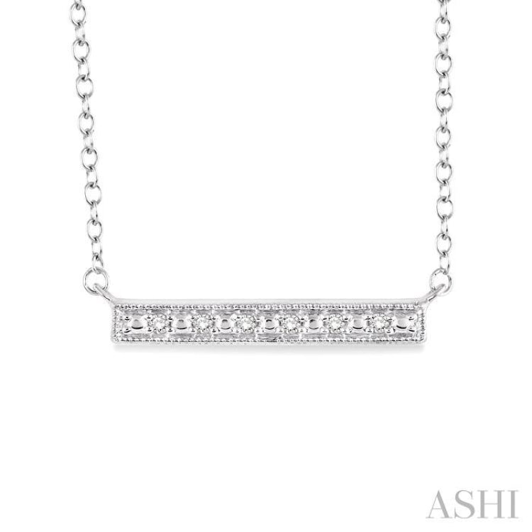 1/20 Ctw Single Cut Diamond Stick Pendant in Sterling Silver with Chain