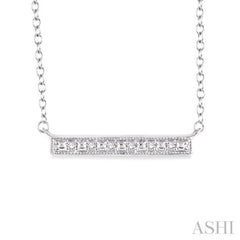 1/20 Ctw Single Cut Diamond Stick Pendant in Sterling Silver with Chain